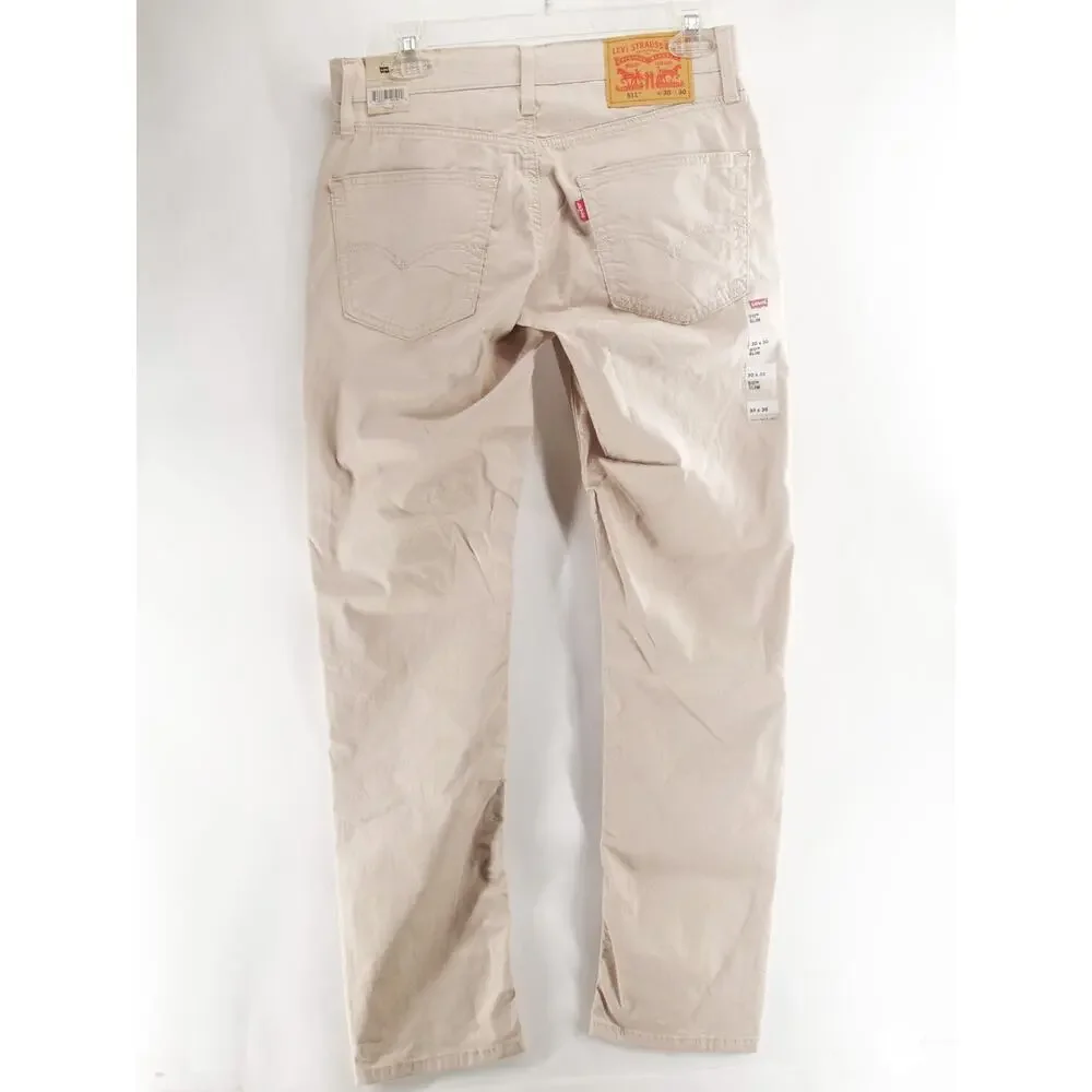 NWT Levis 511 Slim Fit Tech Stretch Pants Mens 30x30 Khaki Beige 045112279